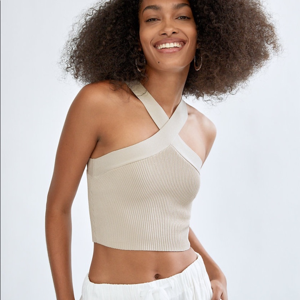 Babaton Sculpt Knit Criss Cross Cropped Tank XS